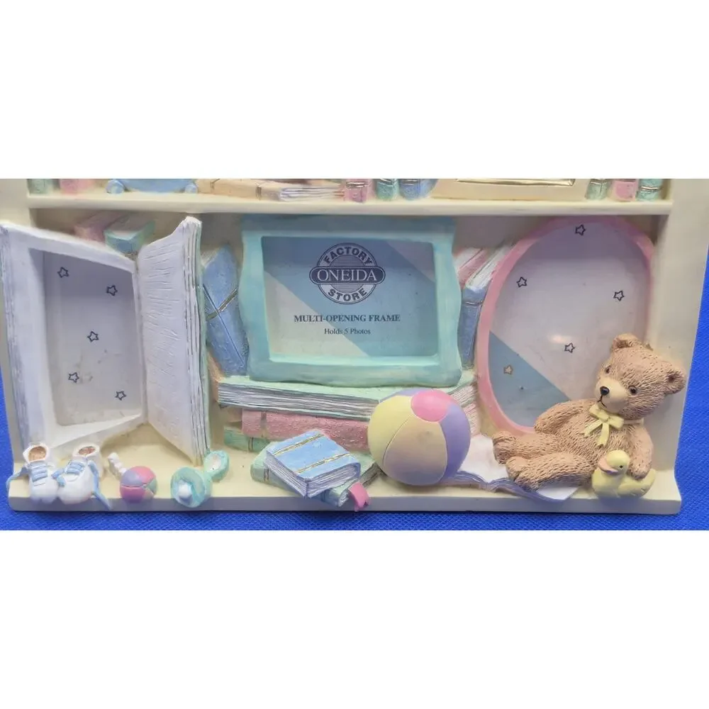 Vintage Oneida Multi-Opening Nursery-Themed Resin Picture Frame 9.5x8